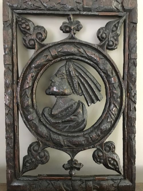 Rare 16th Century Carved Oak Fine Pierced Tracery Romayne Panel