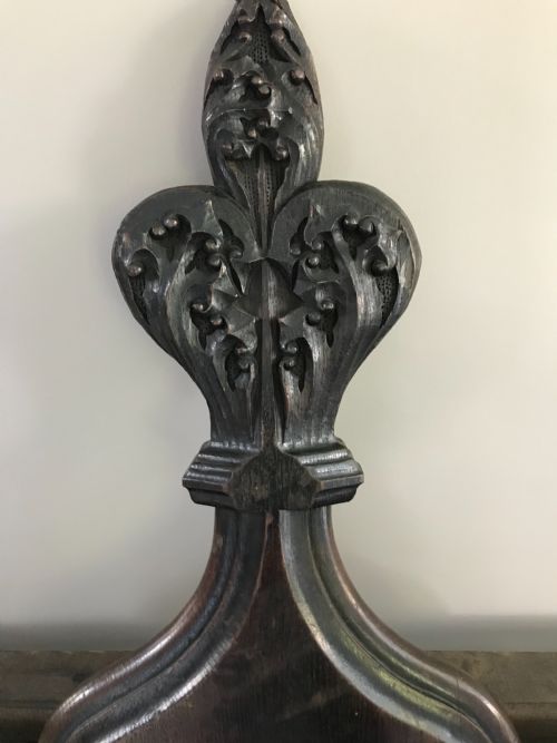 19th Century Carved Oak Gothic Church Poppy Pew End