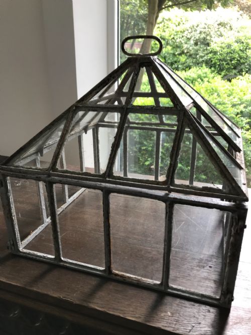 Antique Victorian Cast Iron & Glass Cloche