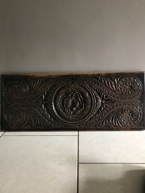 18th Century Carved Oak Coffer Panel