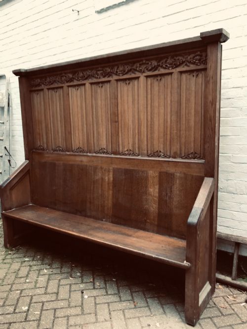 Antique Large Carved Oak Panelling Settle Bed