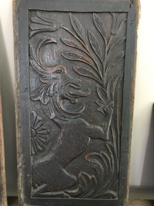 18th Century Carved Oak Welsh Dragon Panel