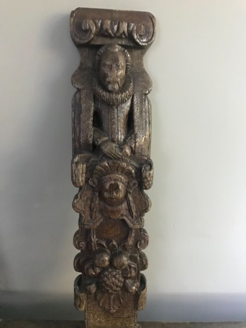 16th Century Carved Oak Elizabethan Caryatid of a Male Term
