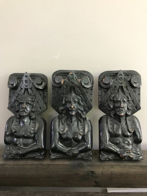 Antique 18th Century Carved Oak Caryatids
