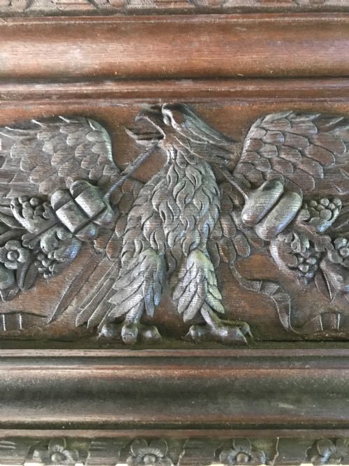 Huge 19th Century 162" Carved Oak Eagle Frieze Panel