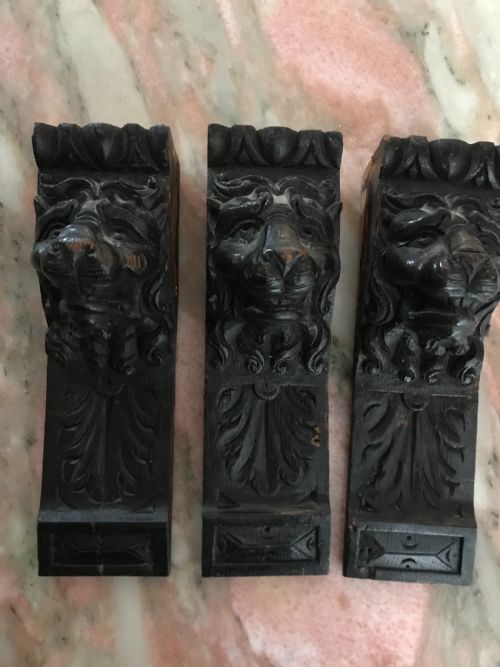 19th Century Carved Oak Lion Caryatid Panels