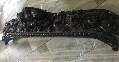 Large 19th Century Black Forest Walnut Overdoor Pediment Carving