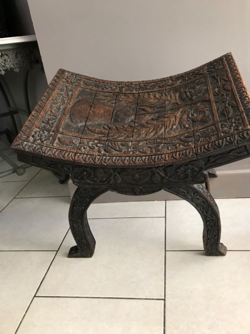 18th Century Carved Oak Green Man Scottish Stool