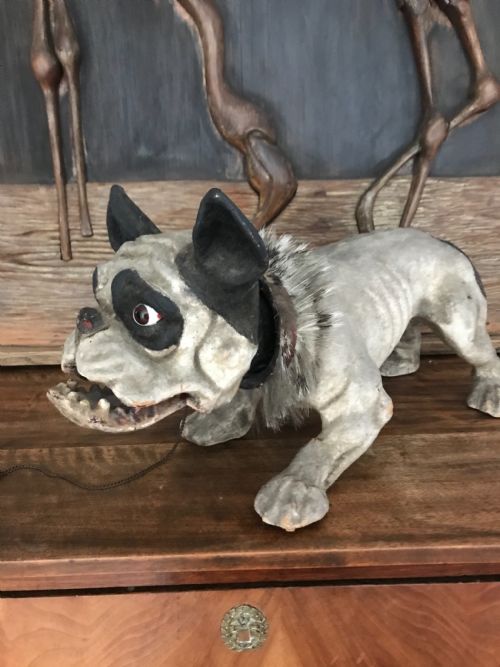 French Papier-mâché Roullet & Decamps French Bulldog Growler
