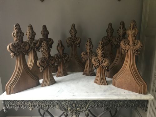18th Century Carved Oak Gothic Finials Carvings