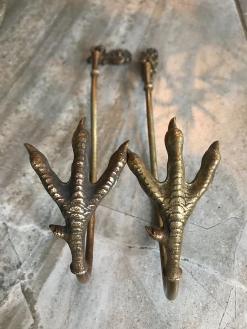 Victorian Bronze Gothic Claw Curtain / Towel Tie Backs Stamped