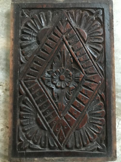 17th Century Carved Oak Daisy Panel
