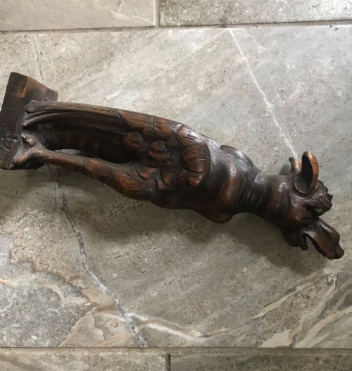 Antique 19th Century Carved Oak Gothic Gargoyle