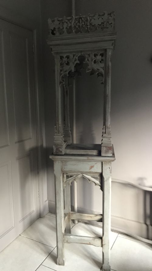 19th Century Carved Oak Painted Gothic Niche