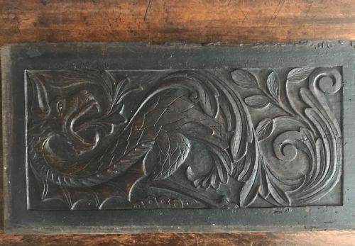 18th Century Gorgeous Carved Oak Dragon Panel.