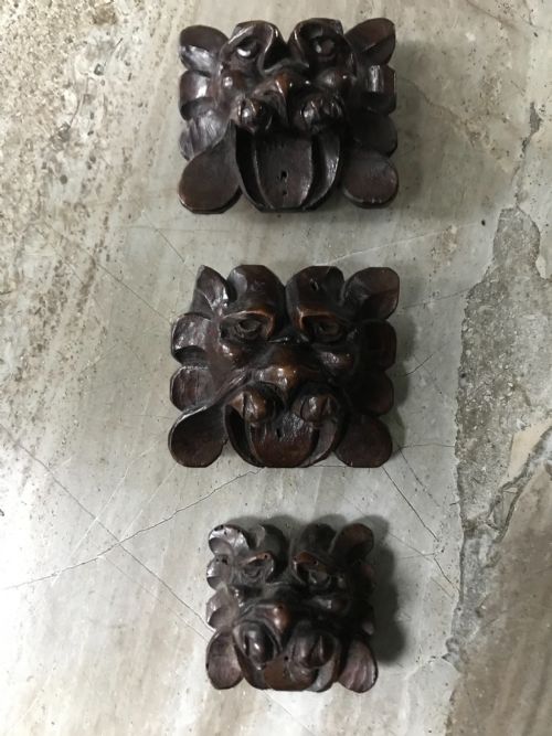 18th Century Carved Oak Gargoyle/ Lion Carvings X 3