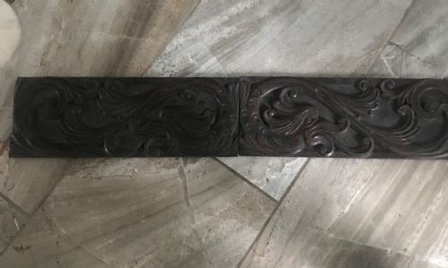 Large Overmantel Victorian Carved Oak Serpent Panel
