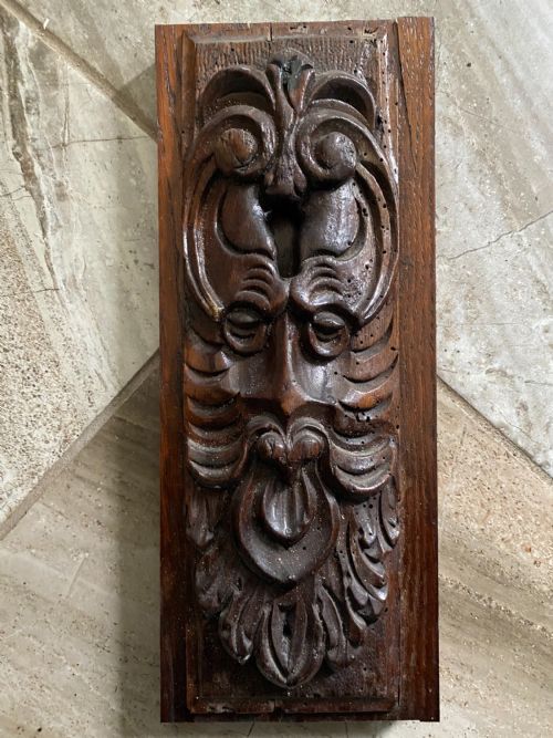19th Century Carved Oak Green Man Panel