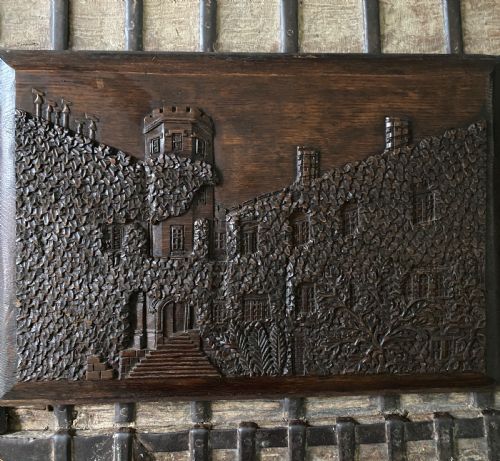 Large 19th Century Carved Oak Panel Castle