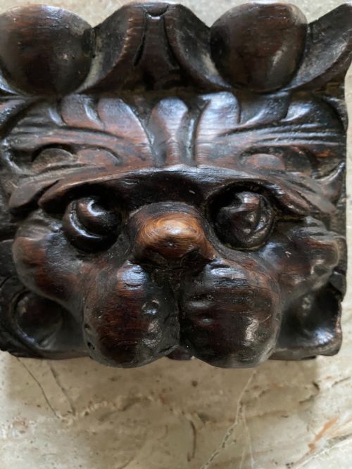 Antique Period Oak Carved Dog Head