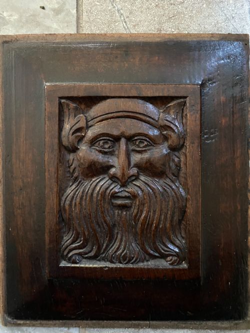 Early 19th Century Mythical Carved Oak Green Man Panel