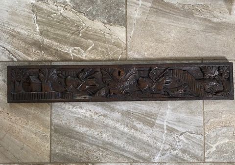 18th Century Folk Art Carved Oak Hunting Panel