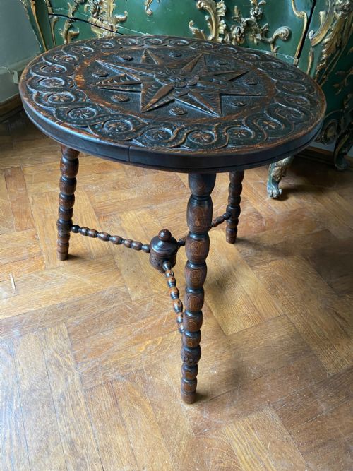 19th Century Carved Oak Gypsy Fortune Teller Table
