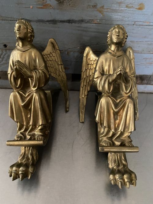 19th Century Gilt Metal Winged Angels