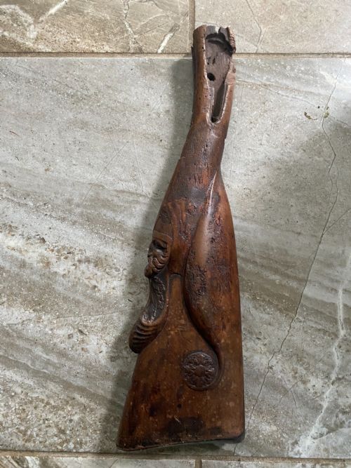 18th Century Carved Walnut Cardinal Gunstock Gun