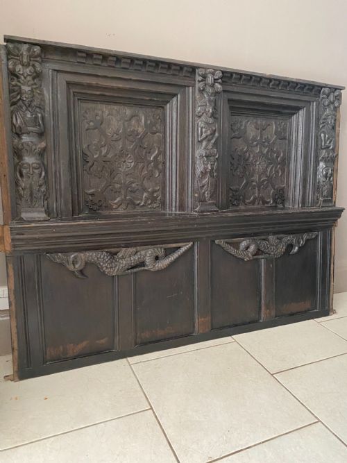 16th Century Carved Oak Overmantel Panel