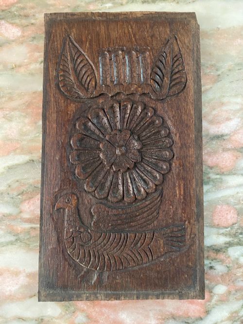 17th Century Carved Oak Daisy and Bird Panel
