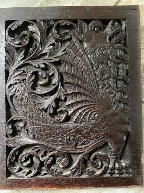 19th Century Carved Oak Mythical Griffin