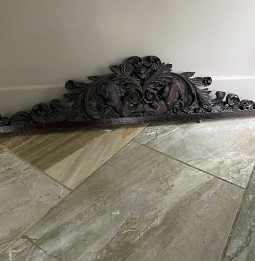 19th Century Carved Oak Mythical Beast Pediment Panel