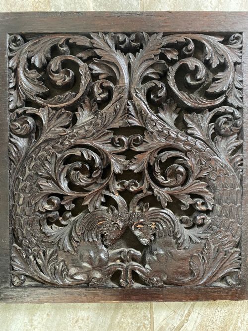 19th Century Carved Oak Mythical Ram's