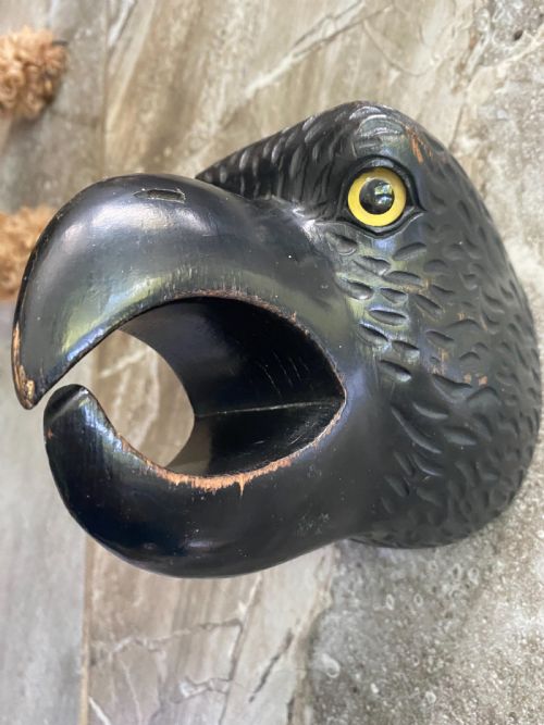 Carved Black Forest Eagle Wall Mount Glass Eyes