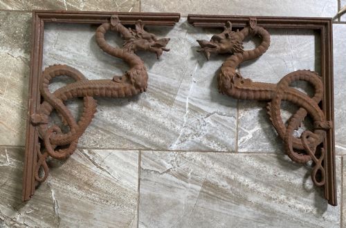 large victorian mythical dragon brackets - CATEGORY: ANTIQUE METAL - DATED VICTORIAN
