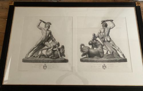 Huge 19th Century Engraving Antonio Canovas Sculpture by Pietro Bettelini