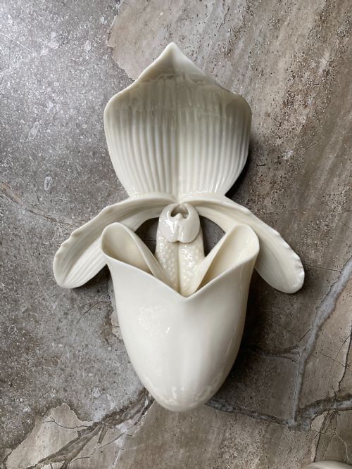 19th Century Royal Worcester Orchid Wall Pocket