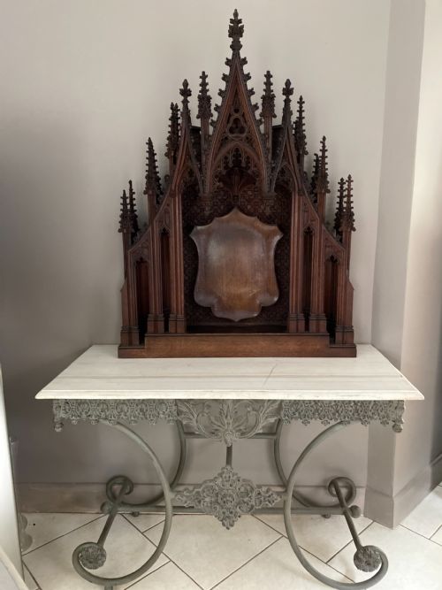 Large Gothic 19th Century Carved Oak Alter Overmantel Panel