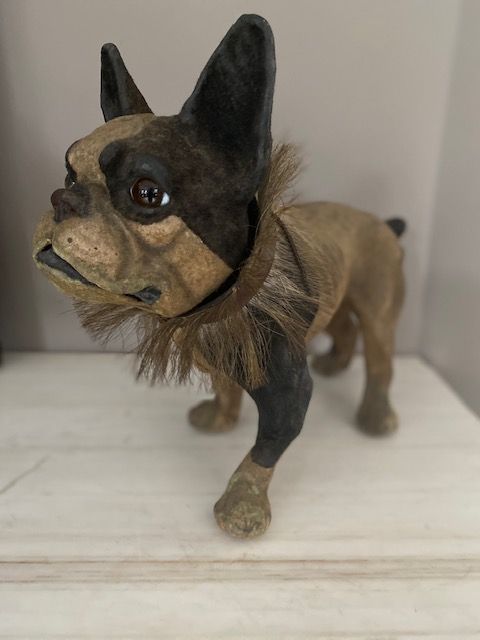 Antique19th Century Papier Mache French Bulldog Roullet Et Decamps Dog