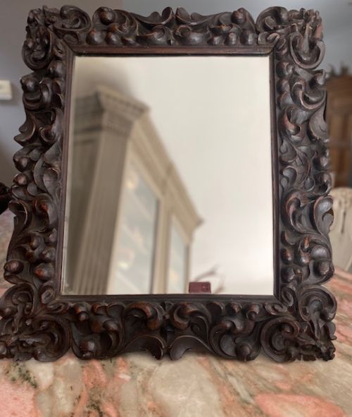 Large 19th Century Green Man Carved Oak Easel Mirror
