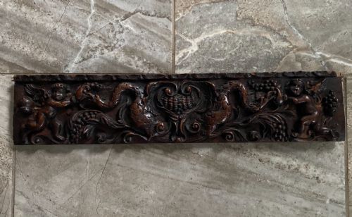 18th Century Carved Oak Cherub / Bird Panel