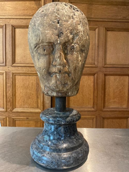 18th Century Carved Wooden Milliners Head