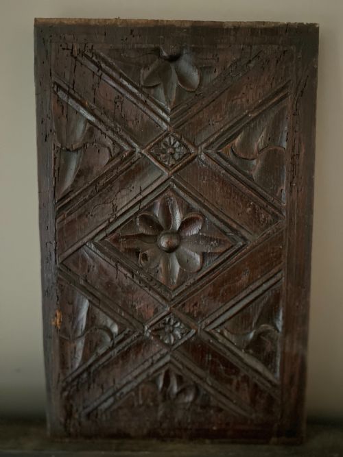 16th Century Carved Oak Gothic Floral Strapwork Panel