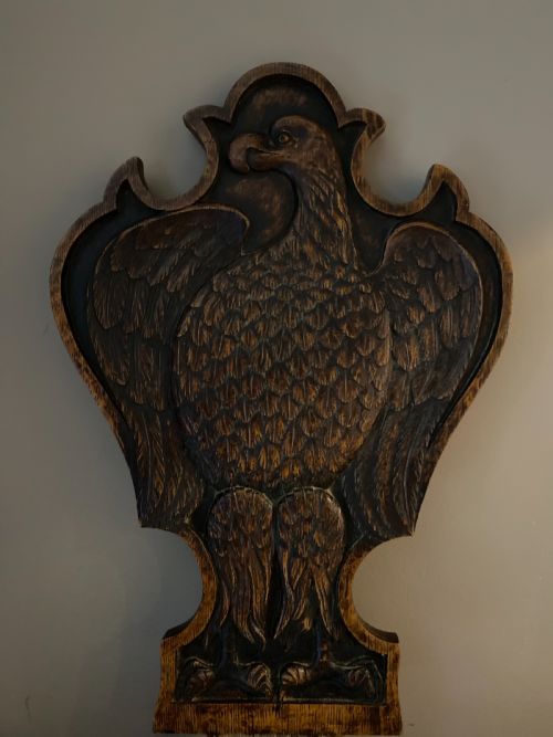 19th Century Carved Oak Eagle Shield Panel