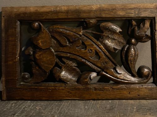 Rare Carved Oak Whimsical Pierced Green Man Panel