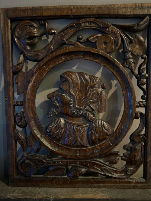 16th Century Carved Pierced Romayne Panel Green Man