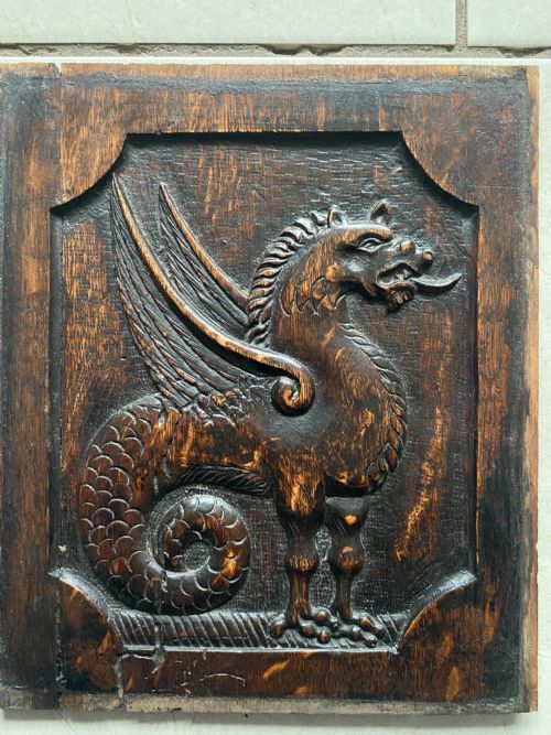 Georgian Carved Oak Hippocampus Seahorse Panel
