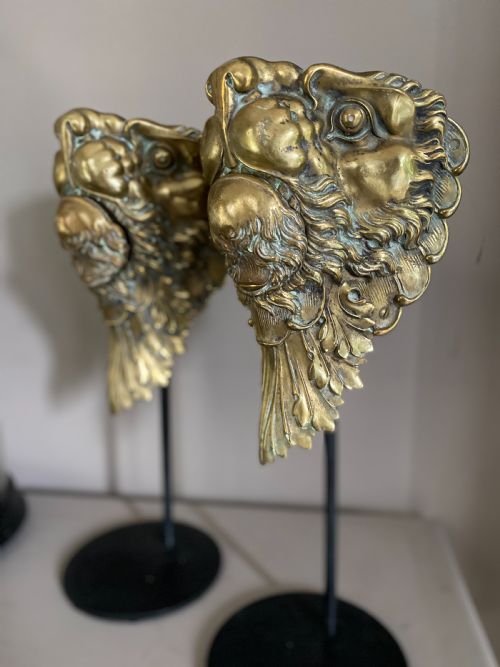 Rare 19th Century Bronze Lion Head Billiard Table Pockets
