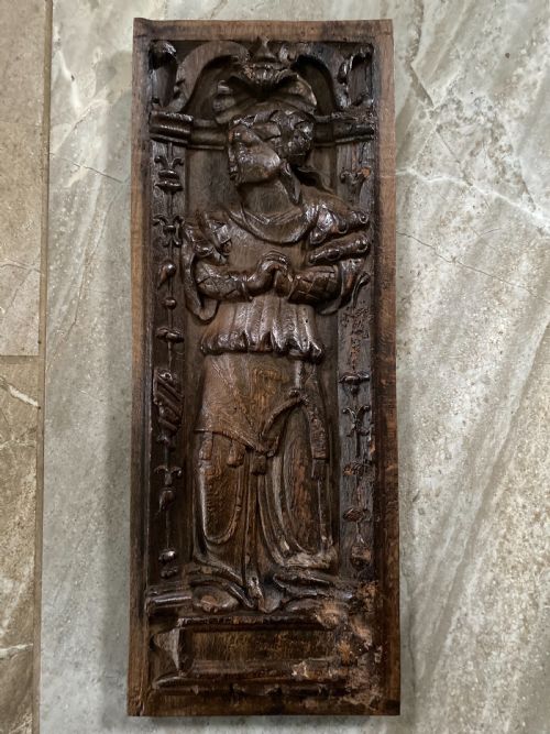 16th Century Carved Oak Panel Cardinal Virtue